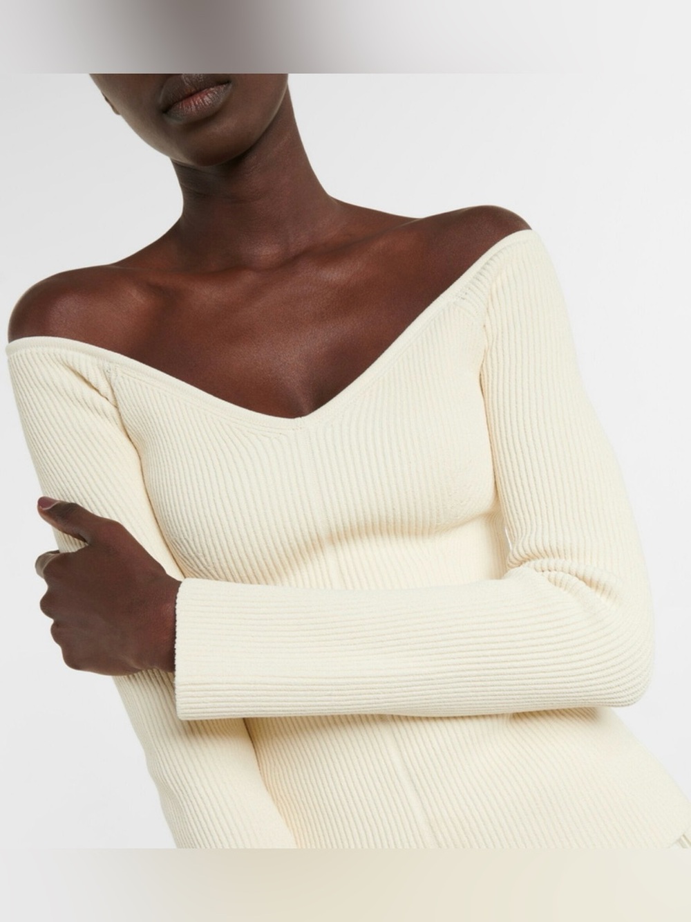 Khaite - Luella off-shoulder ribbed-knit top Small